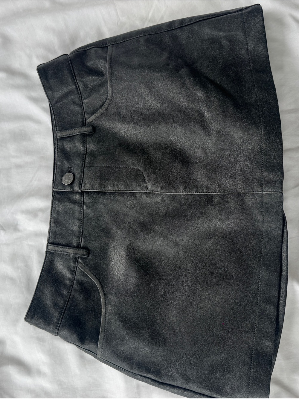 Garage Black Faux Leather Skort